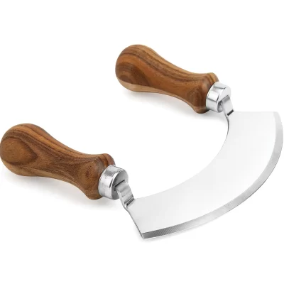 Acacia Wood Mezzaluna w/Stainless Blade
