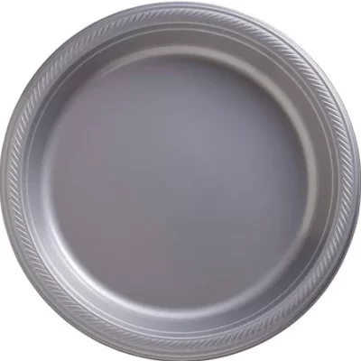 Silver 7" Plastic Plate 50 ct