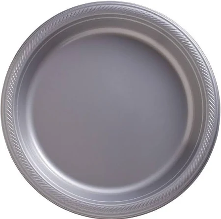 Silver 7" Plastic Plate 50 ct