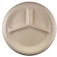 Bagasse 10" Plate 3 Compartment 125 count