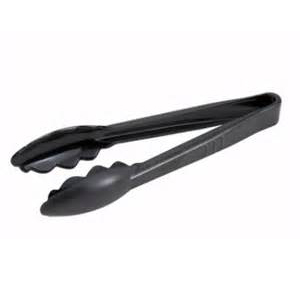 "9"" Black Plastic Salad Tongs"