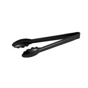 12" Black Plastic Salad Tongs